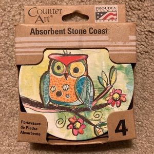 Owl design Absorbent Stone drink & car coasters